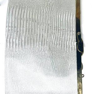 Silver Textured Crossbody Bag with Gold Frame